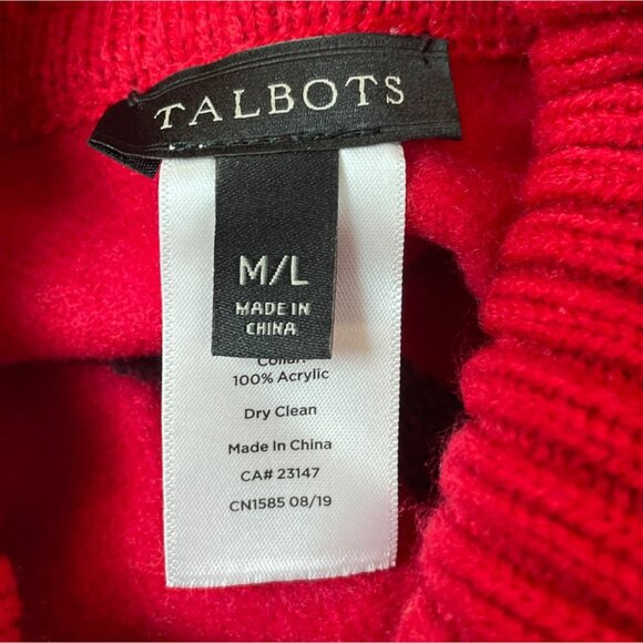 Talbots Women's Red Plaid Poncho With Fringe Hem & Turtleneck Sweater Sz M/L-NEW - Picture 6 of 8